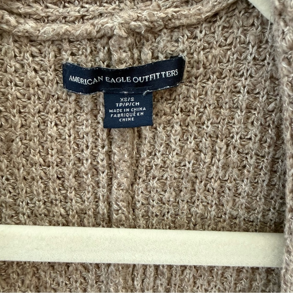 American Eagle Outfitters Tan Open Front Cardigan with Pockets XS S - Picture 4 of 6